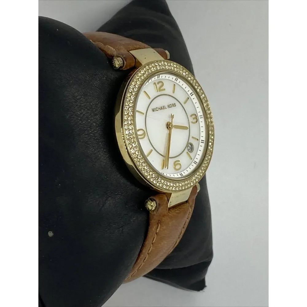 Michael Kors Parker MK3830 Women's Brown Leather Analog Dial Quartz Watch MP157 - Picture 5 of 12